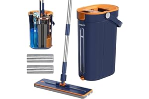 VACUER Balai Serpillière Essoreur Plat 3 Réservoirs K1-Pro, Réelle Séparation Eau Propre/Sale, Nettoyage Hygiénique sans Effort, Jet & Brosse, Manche INOX, Tête XL, Microfibres Lavables, Marque Française