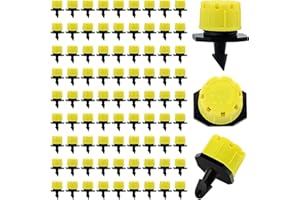 VooGenzek 90 Pièces Goutteur Irrigation Réglable, Réglable Micro Drip Irrigation Arroseurs Émetteur, Tête de Gicleurs D'irrigation pour Parterres de Fleurs, Jardins, Pelouse à Plante, Jaune