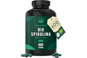 ‎TRUE NATURE Bio Spirulina Presslinge – 600 Tabletten (500 mg) – 4.000mg hochdosiert – Bio-Algen aus kontrolliert biologischem Anbau – Vegan – TRUE NATURE®