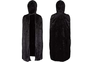 REDSTAR FANCY DRESS Halloween Hooded Velvet Cape Black Adult Fancy Dress Costume Mens Ladies Vampire Dracula