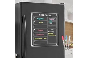 ‎QUEENLINK QUEENLINK Acryl Kalender für Kühlschrank, 30 cm x 40 cm Wochenplaner Abwischbar Magnettafel Kühlschrank Kalender Magnetisch für Menü Tafel, Einkaufsliste, Haushaltsplaner