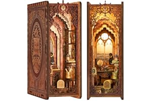 Cutefun Book Nook Kit,3D Booknook Bookshelf Insert Diorama Bookend sujetalibros de Madera para Bricolaje para casa de estantería decoración BK02