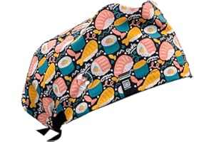 Weark Bonnet de santé pour homme et femme, infirmière dentaire, pédiatre, poils longs, avec boutons et sweat-shirt avant (Sushi)