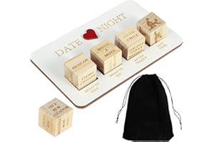 BOBASH Date Night Dice Wooden Date Idee Night Game Dice con Borsa di stoccaggio Coppia di Legno Romantico Data Night Dice Game Dice Azione Reusibile Dadi per Il Compleanno di San Valentino