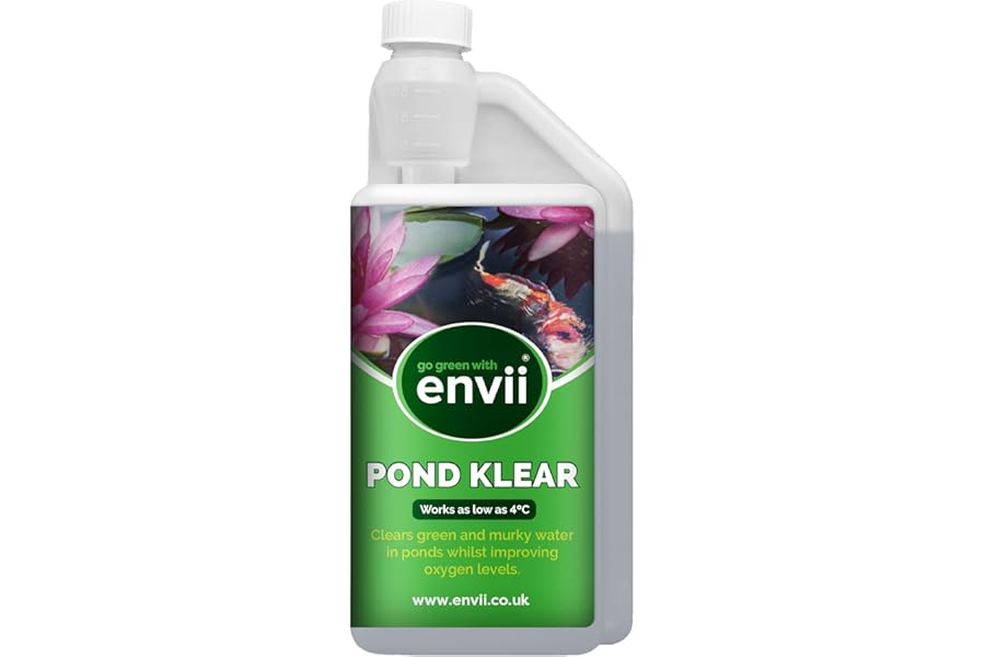 Envii Pond Klear - Natural Green Pond Water Treatment, Clears Green and Murky Water for Crystal Clear Healthy Water, Safe for all Fish and Wildlife -1L Treats 40,000 Litres