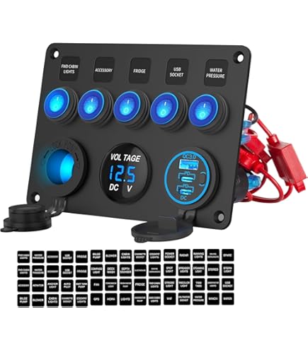 Autocollant - Panneau De Bascule De Tableau De Bord Rond à 5 Gangs