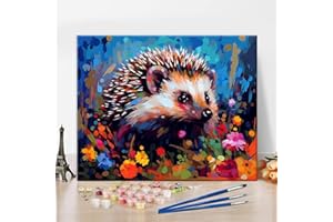 TISHIRON Paint by Numbers Kit for Adults, Hedgehog DIY Paint by Numbers, Pop Art Style Painting Animal Arts Craft Adult Paint by Number Kits Hedgehog Modern Home Wall Decor 16"x20" Frameless