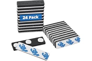 Mifflin Name Tag Magnets (24 Badge Holder Magnets, 44 x 12 mm), Name Tag Magnet Backs w/ 3 Extra-Strong Neodymium Magnets for ID Badge Holders