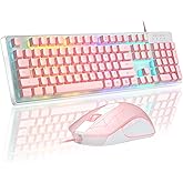 MageGee Gaming Keyboard and Mouse Combo, K1 7 Colors LED Backlit Keyboard with 104 Keys Computer PC Gaming Keyboard for PC/Laptop
