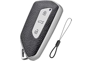 Teenpull VW Schlüssel hülle für VW Golf 8, ID.4, ID.3, Golf R, Golf GTI, Auto schlüsselhülle für Skoda Octavia 4 IV Enyaq iV, Seat Leon MK4 Cupra Leon Tarraco Ateca, Autozubehör (Schwarz Silber)