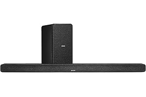 Denon DHT-S517 Soundbar with Subwoofer, Bluetooth, Dolby Digital, Dolby Atmos, Sound Bar for TV, Dialogue Enhancer, HDMI ARC, Wall Mountable, Music Streaming, Including HDMI Cable