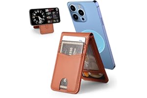 CEPPEKYY Porte Carte Magnétique avec Support Réglable,Pochette Carte Compatible avec MagSafe,Portefeuille avec 4 Porte-Cartes pour iPhone 16 15 14 13 12 Pro/Max/Plus/Coque Magsafe,Cuir Végan,RFID,Marron