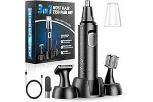 FUNHEE Tagliapeli Naso Orecchie Sopracciglia 3-in-1, Ricaricabile USB - Professionale Indolore e Impermeabile per Uomo Donna, Nero