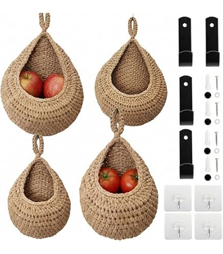 Cesto da appendere a parete intrecciato - set di 2 - circa
