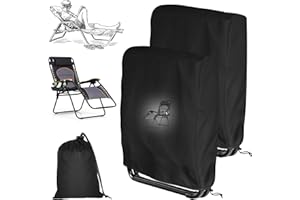AUPERTO 2 Stück Klappstühle Schutzhülle, Gartenstuhl Schutzhülle Gartenstühle Abdeckung Wasserdicht Winterfest UV-Beständiges Aus 210d Oxford Gewebe Geeignet Für Klappstühle Deckchair, Inklusive Tragetasche