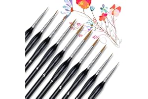 SKAAISONT 10 Pennelli per Dipingere Professionali, Nero Triangolare Manici di Legno Set Pennelli Pittura per Acrilico, Acquerello, Olio, Modello di Pittura in Scala, Linea di Disegno e Nail Art