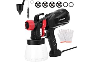 Aytop Pistola de Pintura, 400W Pulverizador de Pintura Eléctrico con 4 Boquillas 3 Patrones Pistola de Pulverización con Válvula Ajustable Contenedor Desmontable de 800 ml para Gabinetes (Negro)