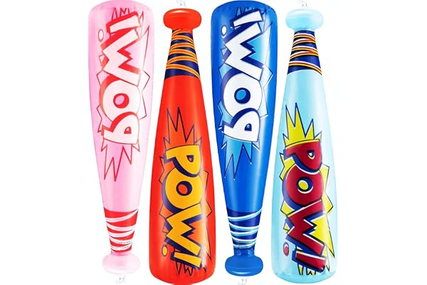 Bedwina Pow uppblåsbart basebollträ – (12-pack) 50.8 cm uppblåsbart leksaksträ, karnevalpriser, basebollparty-presentpåsar, dekorationer, partypriser för barn