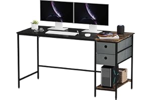 SANODESK Escritorio de Ordenador de 120 x 60 x 75 cm, Mesa con Estantes de Almacenamiento, Mesa para PC con cajones, Escritorio de Escritura de Estudio para Oficina, Sala de Estar, hogar