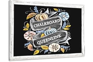 QUEENLINK Chalkboard 60x90cm, Wall Hanging Chalk Board, White Wooden Frame Blackboard for Home, School, Kitchen, Office