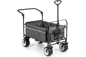 Waldbeck Easy Rider - Cart, Handcart, Load-Bearing up to 70kg, Robust and Easy-Care 600D Polyester Cover, 2 Safety Belts for Children, Foldable, Telescopic/Push Rod