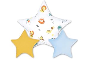 Totsy Baby Coussin décoratif pour Chambre d'enfant Lot de 3: 1 x 60 cm, 2 x 30 cm - Motif étoile - Coussin en Peluche pour Enfant Multicolore