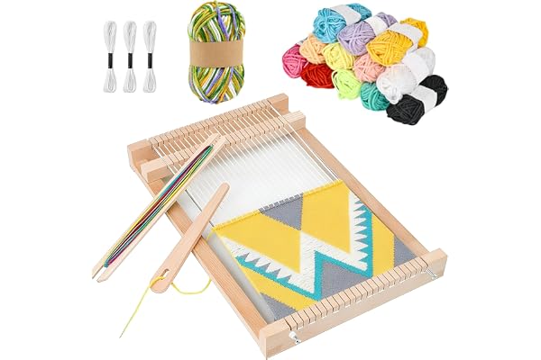 YYTECH Métier à Tisser Enfant, Kit de Métier à Tisser pour les Enfants de 6 à 12 Ans,29×19 cm Cadre à Tisser en Bois, Contenant Suffisamment de Fil,C'est le Métier à Tisser Parfait pour les Étudiants