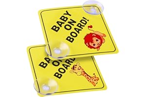 Cobee Baby an Bord Auto Warnschilder, 2 Stück 12,7 x 12,7 cm Sicherheits Autoschild Mit Doppelten Saugnäpfen, Wiederverwendbarer Aufkleber für Autofenster (Stil E)