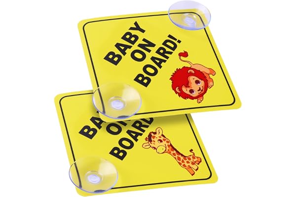 Cobee Baby à bord - Lot de 2 signaux d'avertissement pour voiture, 12,7 x 12,7 cm, avec double ventouse, réutilisable, pour vitres de voiture (style E)