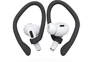 DamonLight Ear Hooks 2 Pairs for AirPods Pro 2 & 1, AirPods 4 & 3, Anti-Slip Comfortable Fit, Ergonomic Design, Accessories (Large, Black)