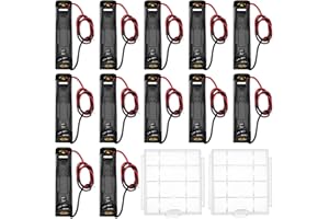 12 Pezzi AAA Supporto Batteria, KUOQIY 1.5V AAA Portabatterie con Cavi, con 2 Pezzi Custodia Batteria in Plastica