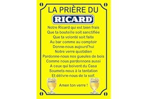 JM-DÉCO Plaque Métal Humoristique “La Prière du Ricard” – Déco Murale Aluminium – Plaque Vintage Bar, Cave, Cuisine – Idée Cadeau Originale pour Amateur d’Apéro