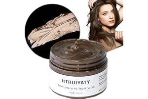 HTRUIYATY Marrone Colore Temporaneo Capelli,Gel Colorato per Capelli Naturale Cera per Capelli Uomo e Donne,Cera Capelli Colorata per Feste,Cosplay e Halloween