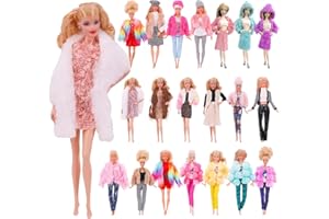 Timesun 50 Kleidung für 11,5 Zoll Puppen,Kleidung Schmuck Zubehör für Puppen=2 Kleid+2 Abendkleider Kleider+2 Badenanzug+2 Meerjungfrauen Kleider+2 Top&Hosen+2 Pyjamas+18 Zubehör (46PCS)