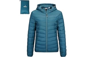Outdoor Ventures Damen Steppjacke Leichte Packbare Übergangsjacke Warme Winterjacke mit Kapuze für Frauen Gefüttert Pufferjacke mit Taschen für Freizeit Wandern Reisen
