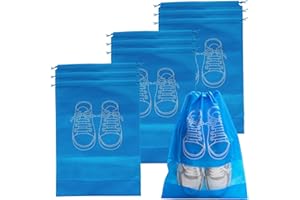 WOOKIT 10PCS 20PCS Sac à Chaussures de Voyage, Ensemble de Sacs à Chaussures en Molleton imperméable et Anti-poussière, avec fenêtre Transparente et Cordon de Serrage (17x12)