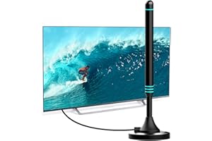 SZKALAK Antenne TV Intérieure – Antenne TNT HD Numérique DVB-T/T2, Compatible VHF/UHF, Base Magnétique Puissante, Facile à Installer pour Maison et Appartement, Câble Coaxial 5m