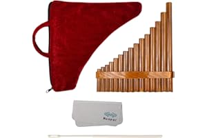 sharprepublic Pan Pipes Flauta G Mayor 15 Tubos de Bambú Curvo Tubo Peruano Rumano Panpipe Juego de Flauta de Bambú para Principiantes - Mano Derecha