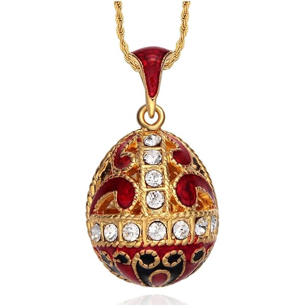 Pendentif œuf Fabergé Style Strass - Bijou Fantaisie Doré, Cadeau Raffiné Pour Femme