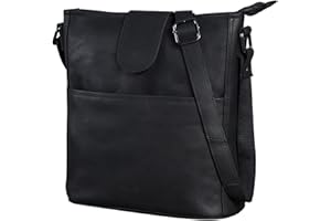 Leabags Athens Shoulder Bag, Genuine Leather, Handbag for Women, Vintage Look, Shoulder Bag, Shopper Bag, Multi-Bag, black