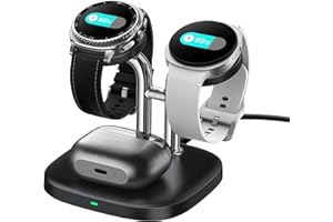 ‎SWANSCOUT SwanScout Stacja ładująca do Dwóch Zegarków, Podstawka do Bezprzewodowej ładowarki kompatybilna z Zegarkiem Samsung Galaxy 8/8 Classic/Ultra/7/6/6 Classic//5/4/3/Active 2, Galaxy Buds 2 Pro/Buds+