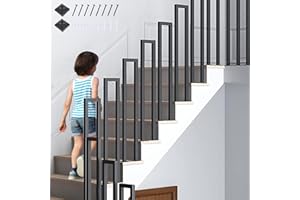 OVLRIJP Pasamanos Escalera, Barandilla de Escalera Interior en Forma de U, Pasamanos de Metal, Barandilla Escalera con Juego de Tornillos para ático, Porche, Pasillo (85cm, Negro)
