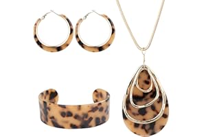 Kakonia Acrylic Jewellery Set for Women Statement Boho Resin Earrings Necklace Bracelet