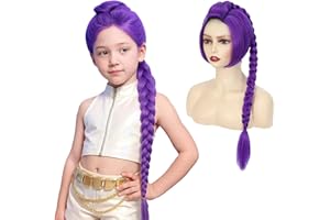 SEIMAINURS Rumi Costume Kids Wig Cosplay, Anime Mira Zoey Rumi Costume Wig, Demon Purple Braid Wigs For Kids Realistic Halloween Anime Costume Wig (Rumi)