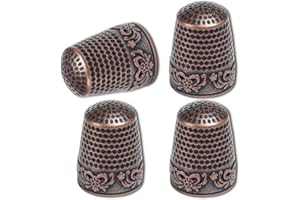 ZESION 4 Pieces Metal Thimbles for Sewing Hand Sewing Finger Protector Quilting Craft Accessories for Knitting Crafts DIY Tools Brass