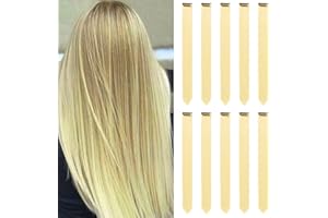 LUCKSWET Blond przedłużenie włosów dla dziewcząt, 56 cm, kolorowe, proste, kolorowe, na imprezę, pasemka, farbowane włosy, akcesoria dla dzieci i kobiet (10 x blond)