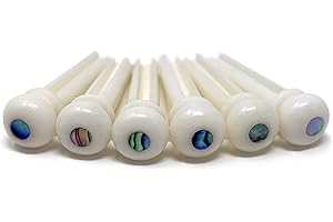 Crosby Slotted Pure Bone Bridge Pins with Abalone Dot Inlay for 6 & 12 String Acoustic Guitar