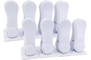 AMO NENES Door Lever Lock, Safety Handle Lock for Children & Pets, Easy to Install Self Adhesive No Tools Required or Drill, Baby Safety Locks Universal Multifunctional Petproof Childproof, White, 8 Pack