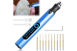 LEIKURVO Trapano elettrico a mano con 10 punte, 3 marce, mini trapano ricaricabile, set di punte per trapano a mano per la creazione di gioielli, resina, plastica, legno, circuiti stampati in pelle