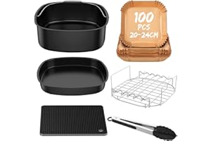 BOZITTH Accesorios Freidora de Aire para Airfryer COSORI 5,5L 6L 6,2L 6,4L, Air Fryer Accesorios para Freidora sin Aceite Cecotec 5,5L 6L 6,5L, Philips 6,2L, Ninja 6,2L, Papel Air Fryer Rejilla Molde